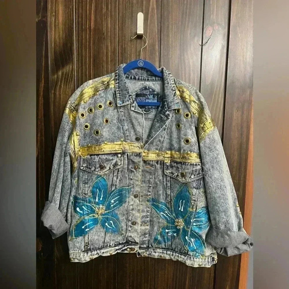 Vintage 90’s Statement Piece Flower Bedazzled Jacket- Rare- Peak 90’s-size: XL - Picture 6 of 16